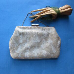 1950 Era White Beaded Evening Purse Bags by Josef